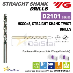 D2101- HSS Co8 Twist Drill Straight Shank YG-1