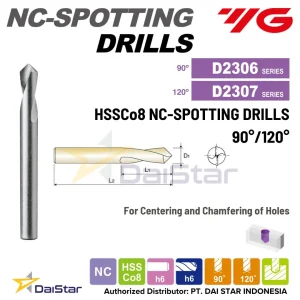 D2306 | D2307 - HSS Co8 NC Spotting Drill 90° 120° YG1