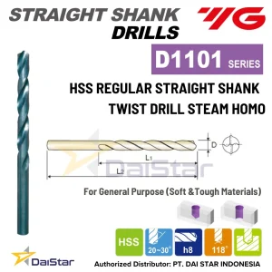 D1101 - HSS Twist Drill Straight Shank Regular YG-1 / Mata bor Besi