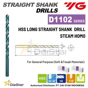 D1102 - HSS Drill Long Straight Shank YG-1